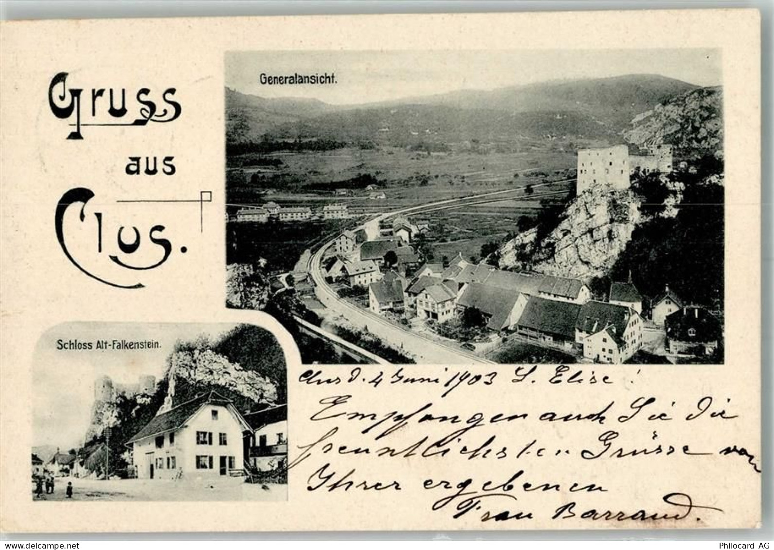 4710 Balsthal 1903 Foto AK Schloss Alt-Falkenstein Clüs - 13568205