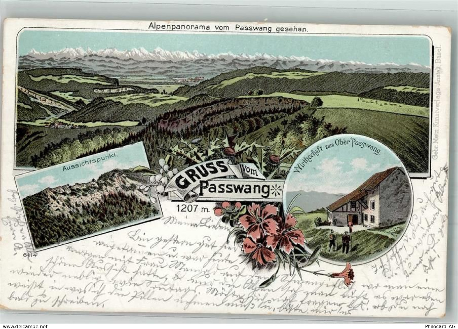 4717 Mümliswil 1899 Lithographie Gasthaus zum Ober Passwang Alpenpanorma... - 13556520
