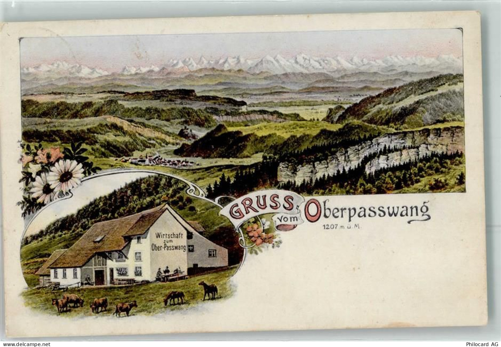 4719 Ramiswil 1910 Gebrauchsspuren Gasthaus zum Oberpasswang Kuh Pferd L... - 13276340