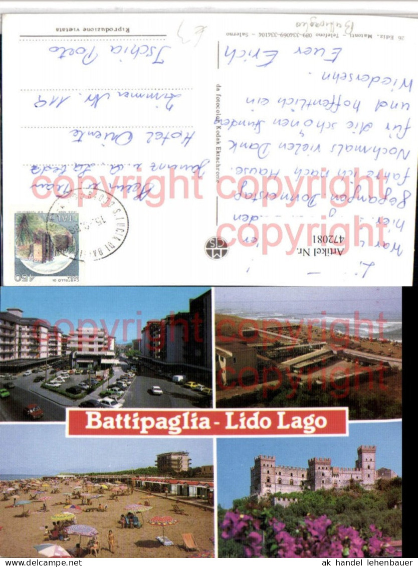472081,Campania Salerno Battipaglia Lido Lago Strand Schloss Mehrbildkarte