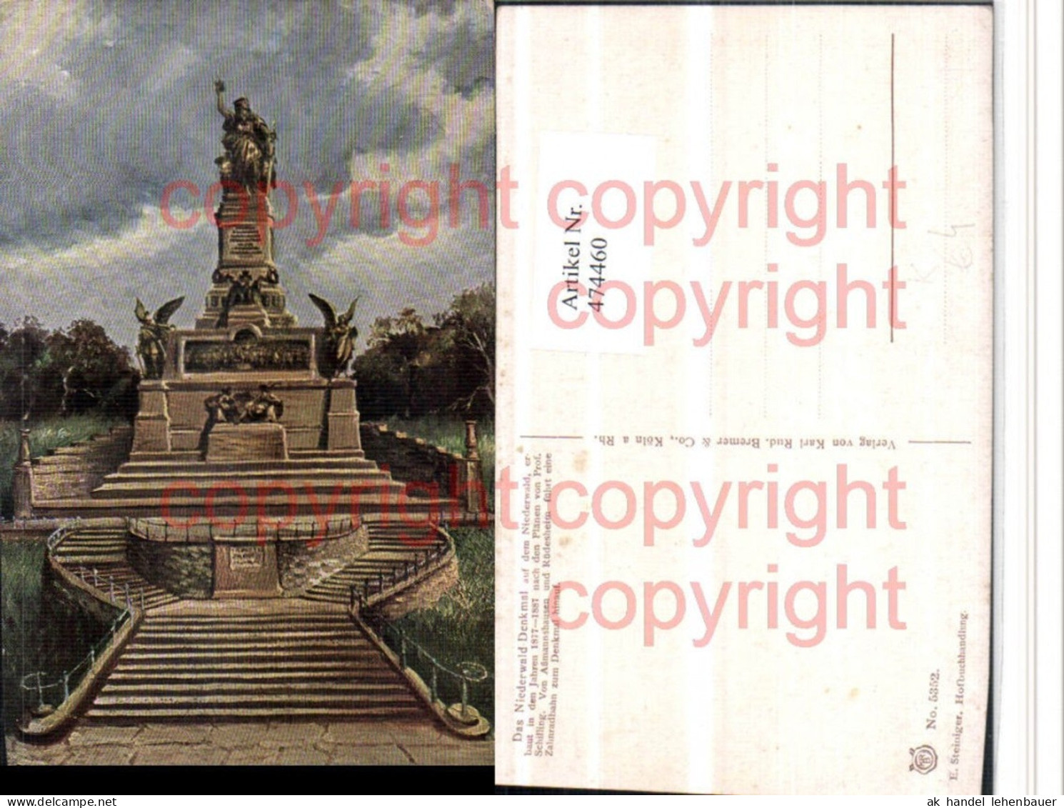 474460,Künstler AK Niederwald-Denkmal auf dem Niederwald b. Rüdesheim