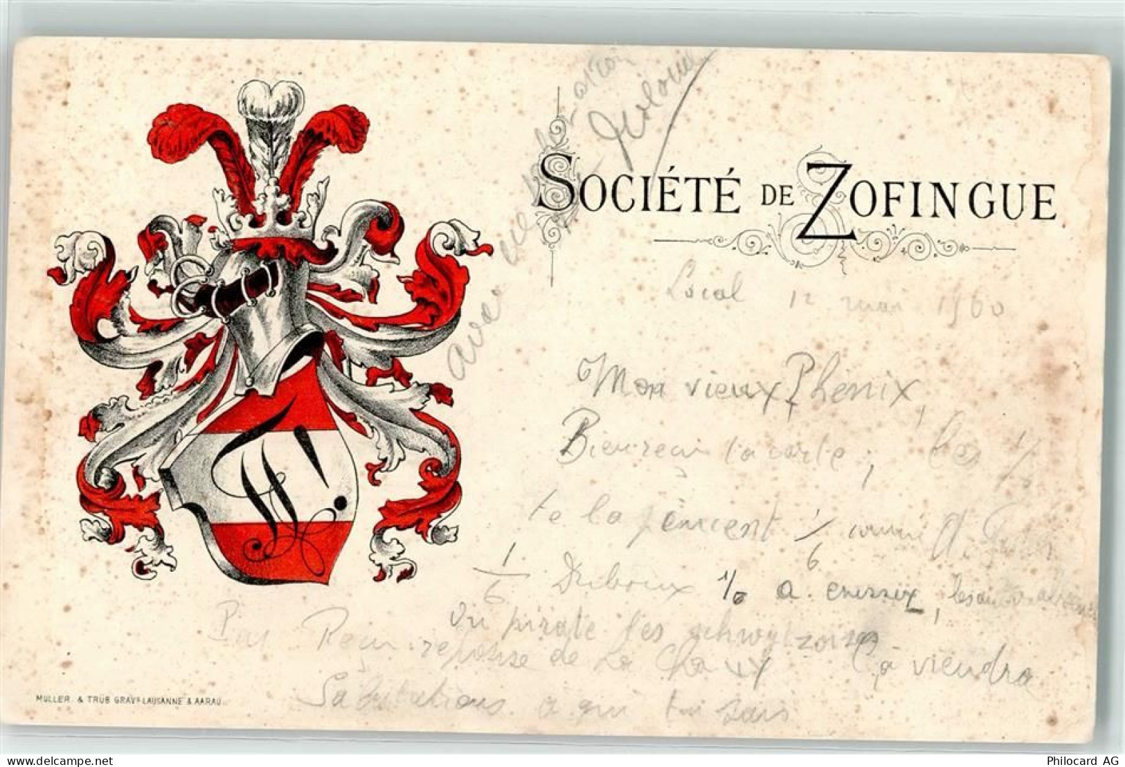 4800 Zofingen 1900 KEINE AK Societe de Zofingue Studentika - 13251844