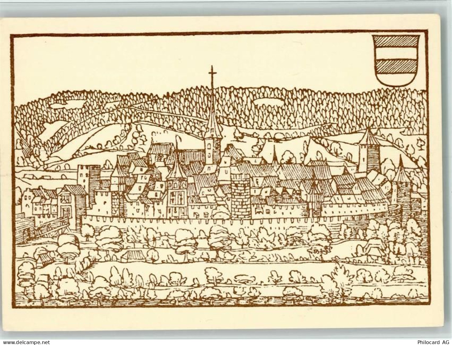 4800 Zofingen Künstlerkarte Ansicht der Stadt Zofingen von Westen aus J.... - 11087524