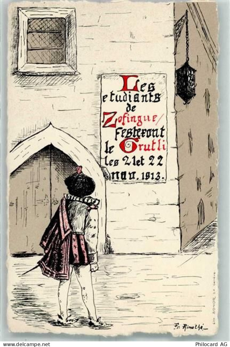 4800 Zofingen Künstlerkarte Les etudiants de Zofingue Festeront le Grutl... - 13174709