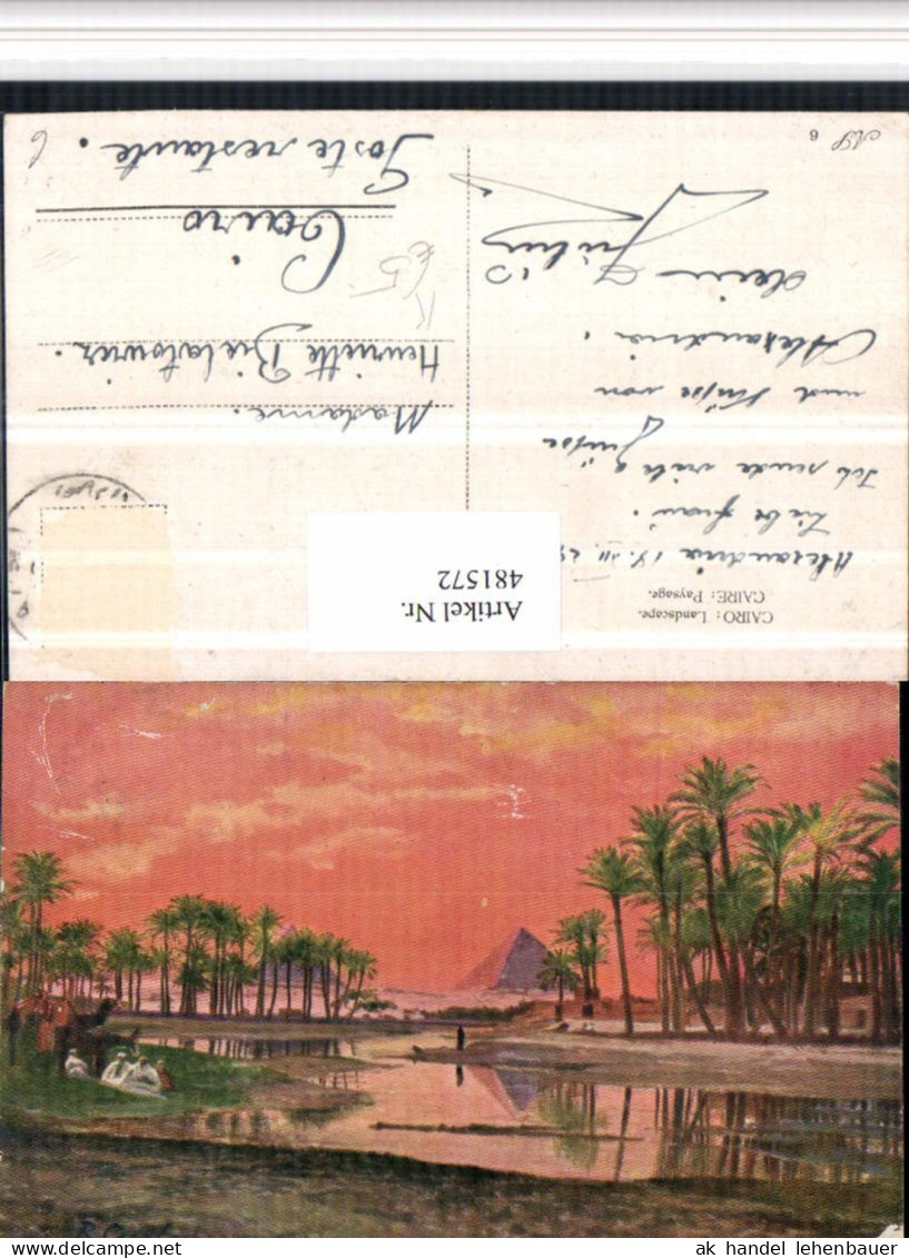 481572,Künstler AK Egypt Cairo Kairo Landscape Pyramiden Palmen