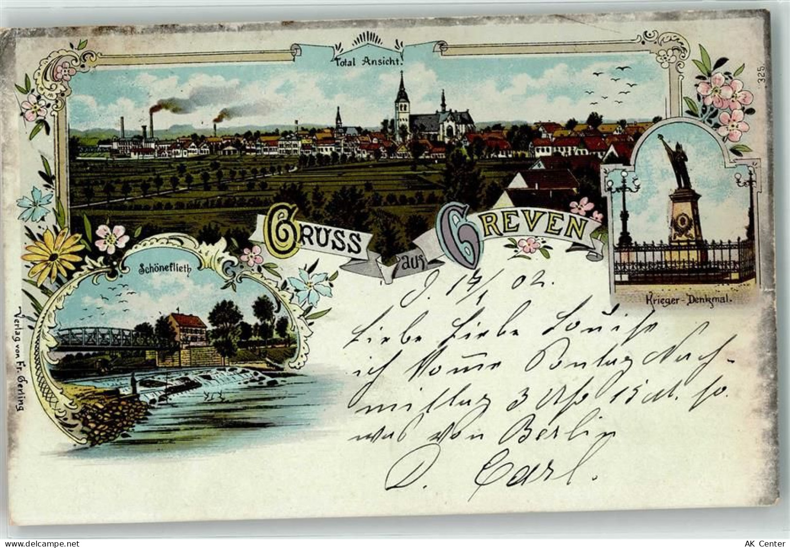 48268 W4402 Greven , Westf 1902 Lithographie Schöneflieth Kriegerdenkmal... - 13610110