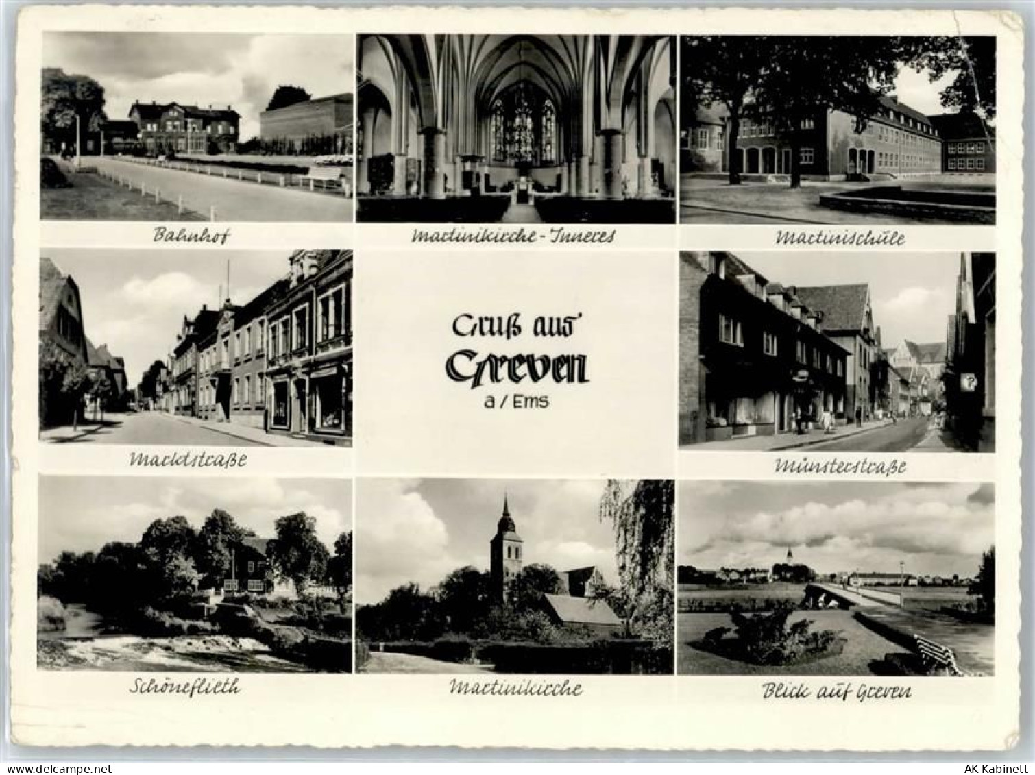 48268 W4402 Greven , Westf - Bahnhof, Martinikirche, Martinischule, Mark... - 50958390