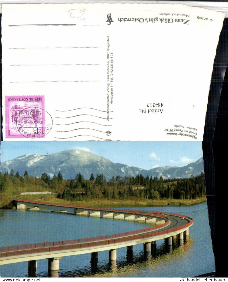 484317,Völkermarkt Stausee Brücke m. Petzen Bergkulisse