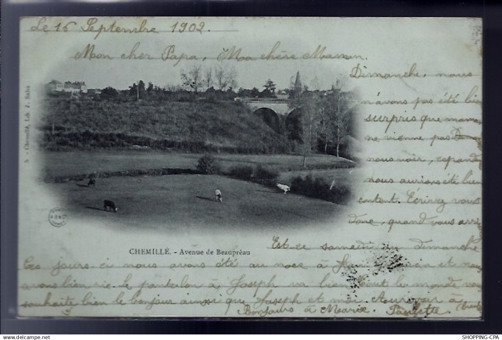 49 - Chemillé - Avenue de Beaupréau - Voyagé - Dos non divisé...