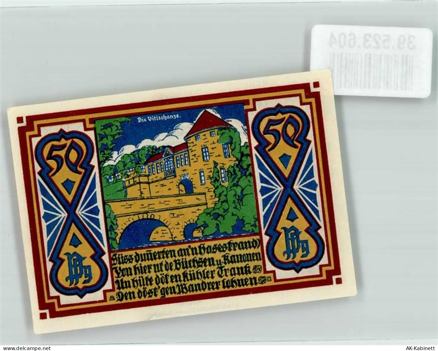 49074 W4500 Osnabrück 1921 Notgeldschein Gutschein über 50 Pfennig Stadt... - 39523604