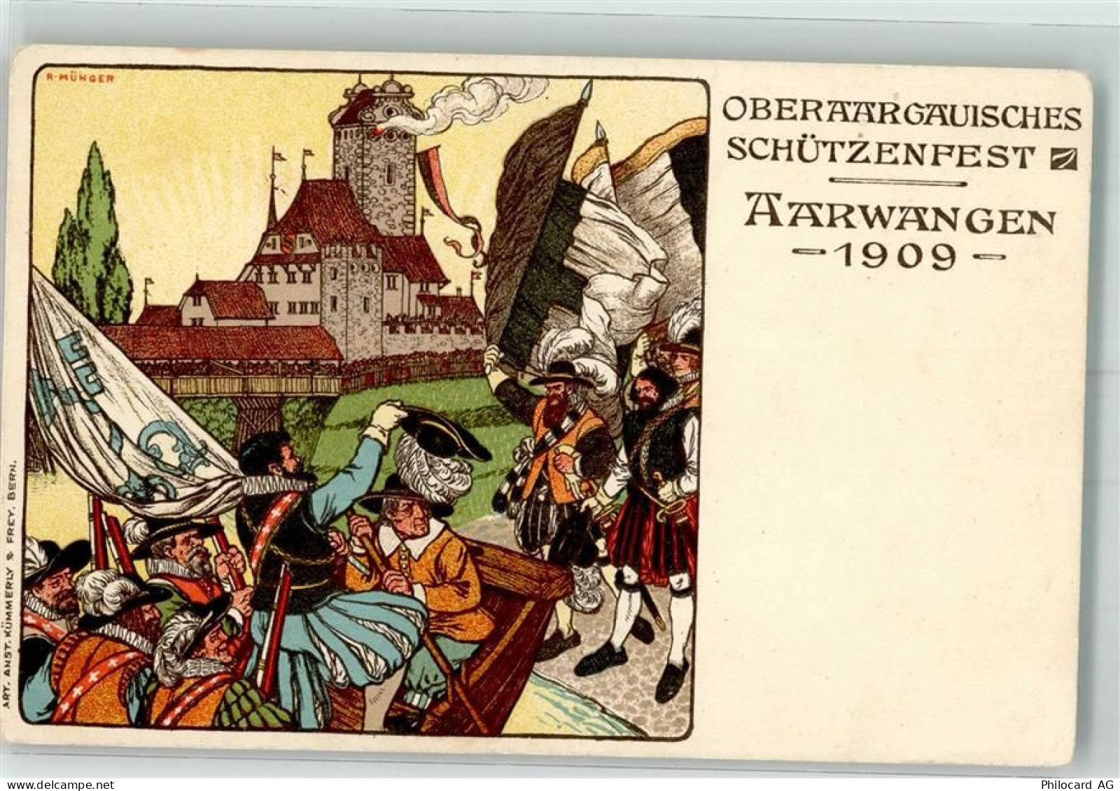4912 Aarwangen Gebrauchsspuren Oberaargauisches Schützenfest 1909 sign M... - 13633823