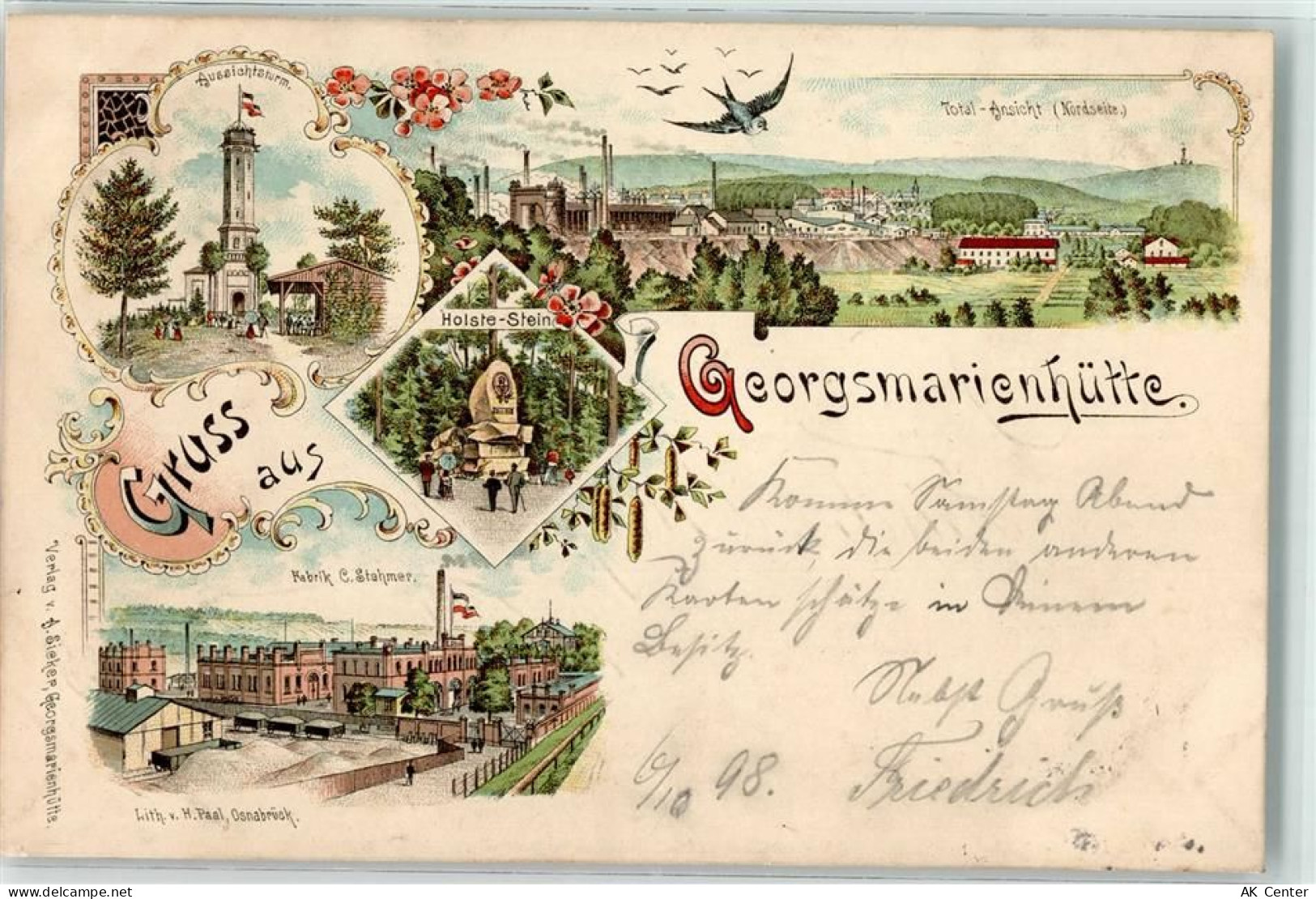 49124 W4504 Georgsmarienhütte 1898 Gebrauchsspuren Aussichtsturm Holste ... - 13626662