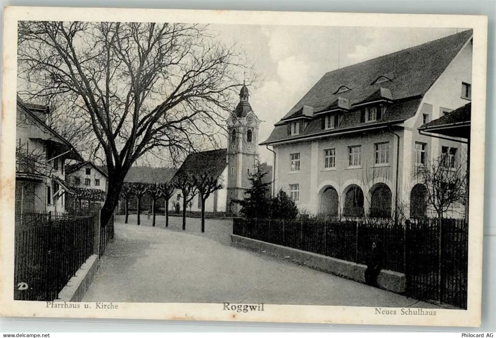 4914 Roggwil BE 1943 Foto AK Kirche Pfarrhaus Schulhaus - 13302077