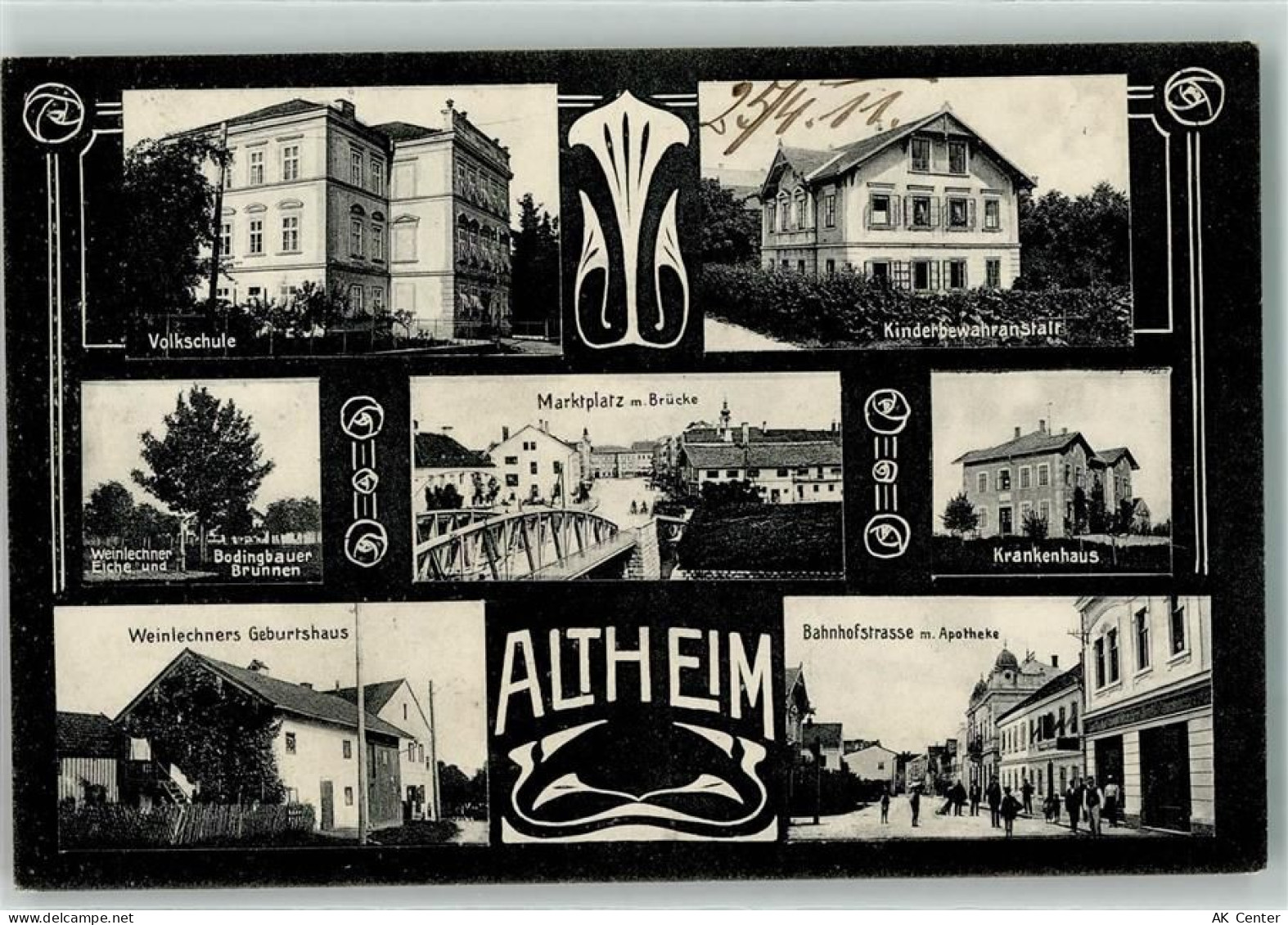 4950 Altheim 1911 - Volksschule Kinderbewahranstalt Weinlechner Eiche u.... - 13456834