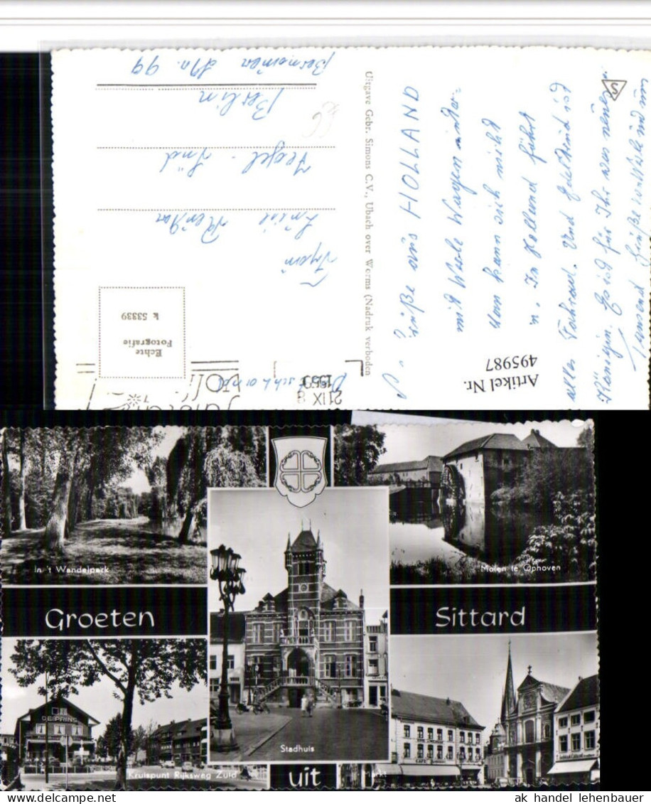 495987,Netherlands Sittard Stadhuis Rathaus Molen Mühle Park Mehrbildkarte