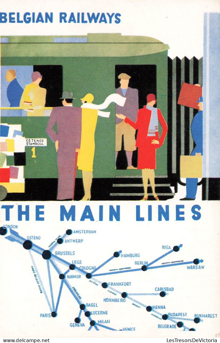 [-5%] BELGIQUE - Belgian Railways - The main lines - Carte - Métro - Carte Postale