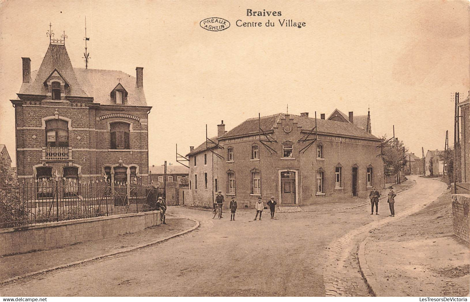 [-5%] BELGIQUE - Braives - Centre du Village - Préaux Aghlin - Animé - Carte Postale Ancienne