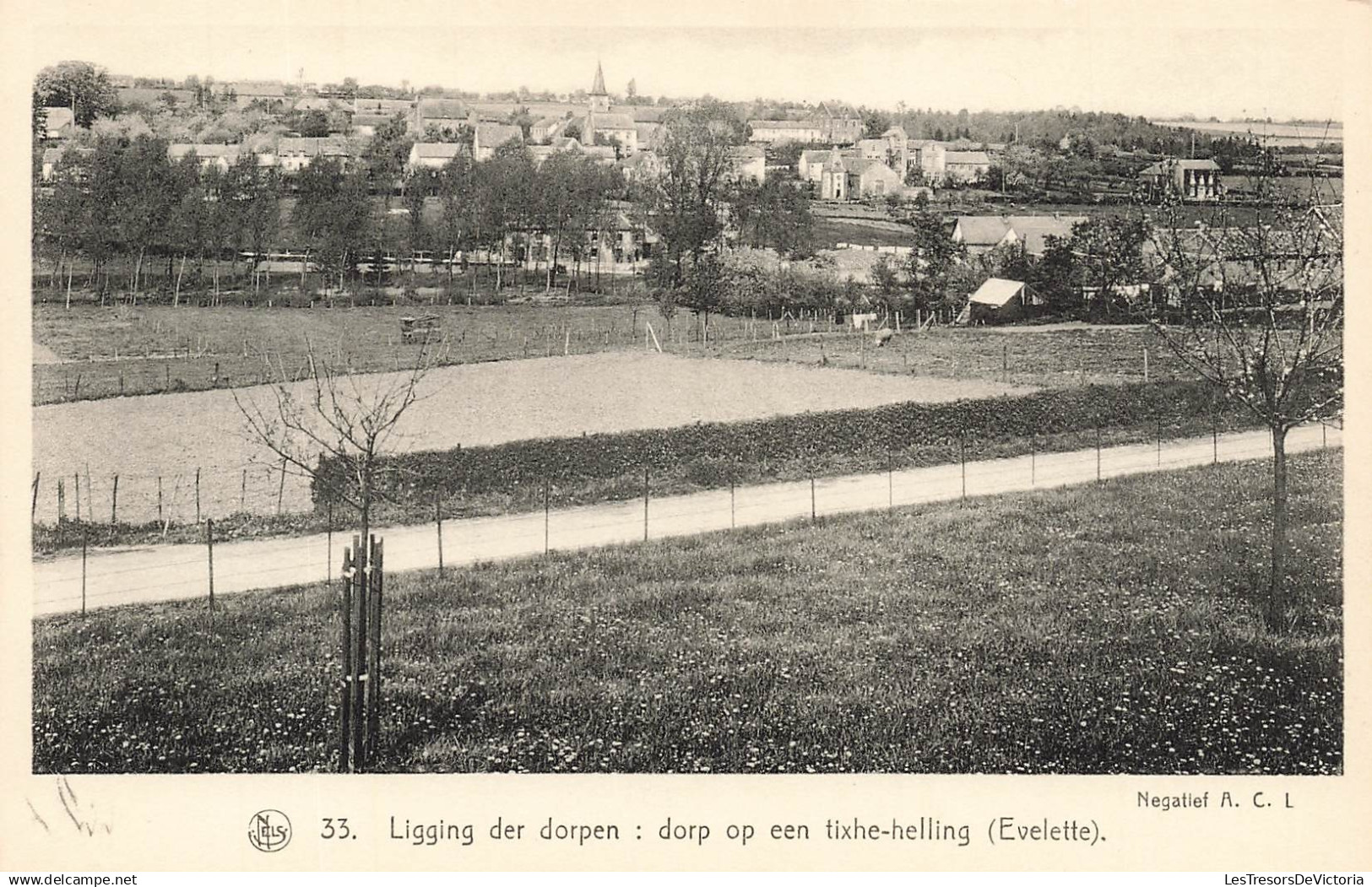 [-5%] BELGIQUE - Ligging der dorpen : dorp op een tixhe helling (Evelette) - Carte Postale Ancienne