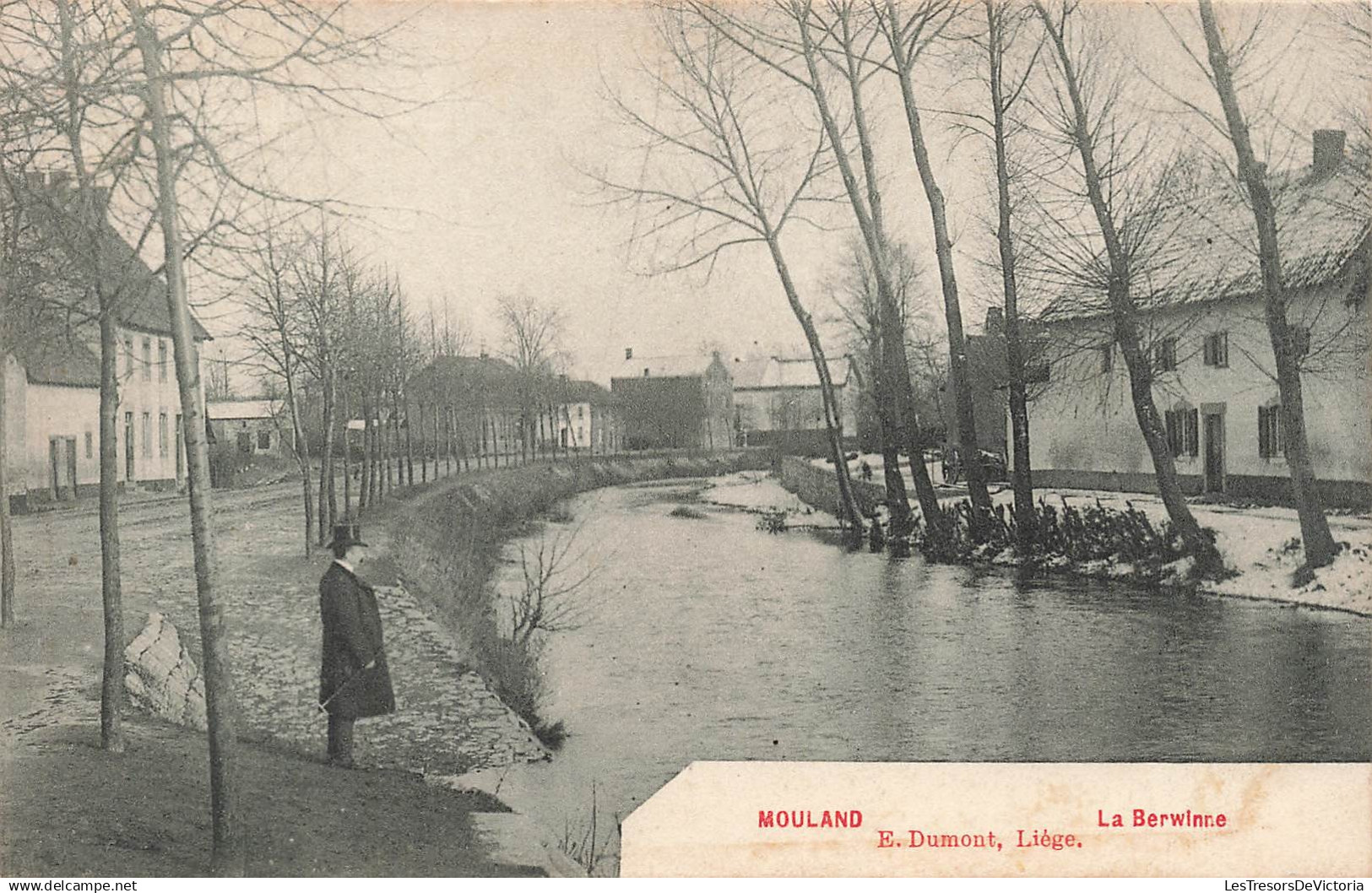 [-5%] BELGIQUE - Mouland - Voeren - La Berwinne - canal - allée - publicité - chocolat - E Dumont - Carte postale ancien