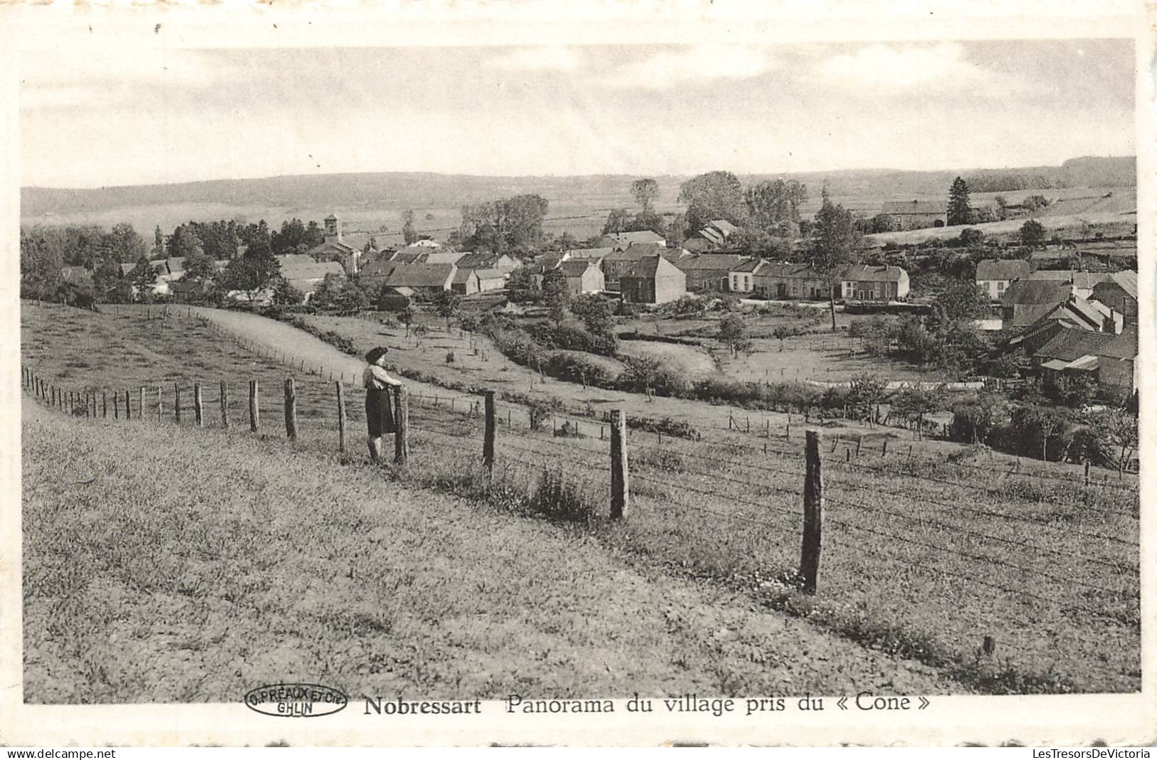 [-5%] BELGIQUE - Nobressart - Panorama du village pris du Cone - champ - rue - Edit JF Moris Colling - Carte postale anc