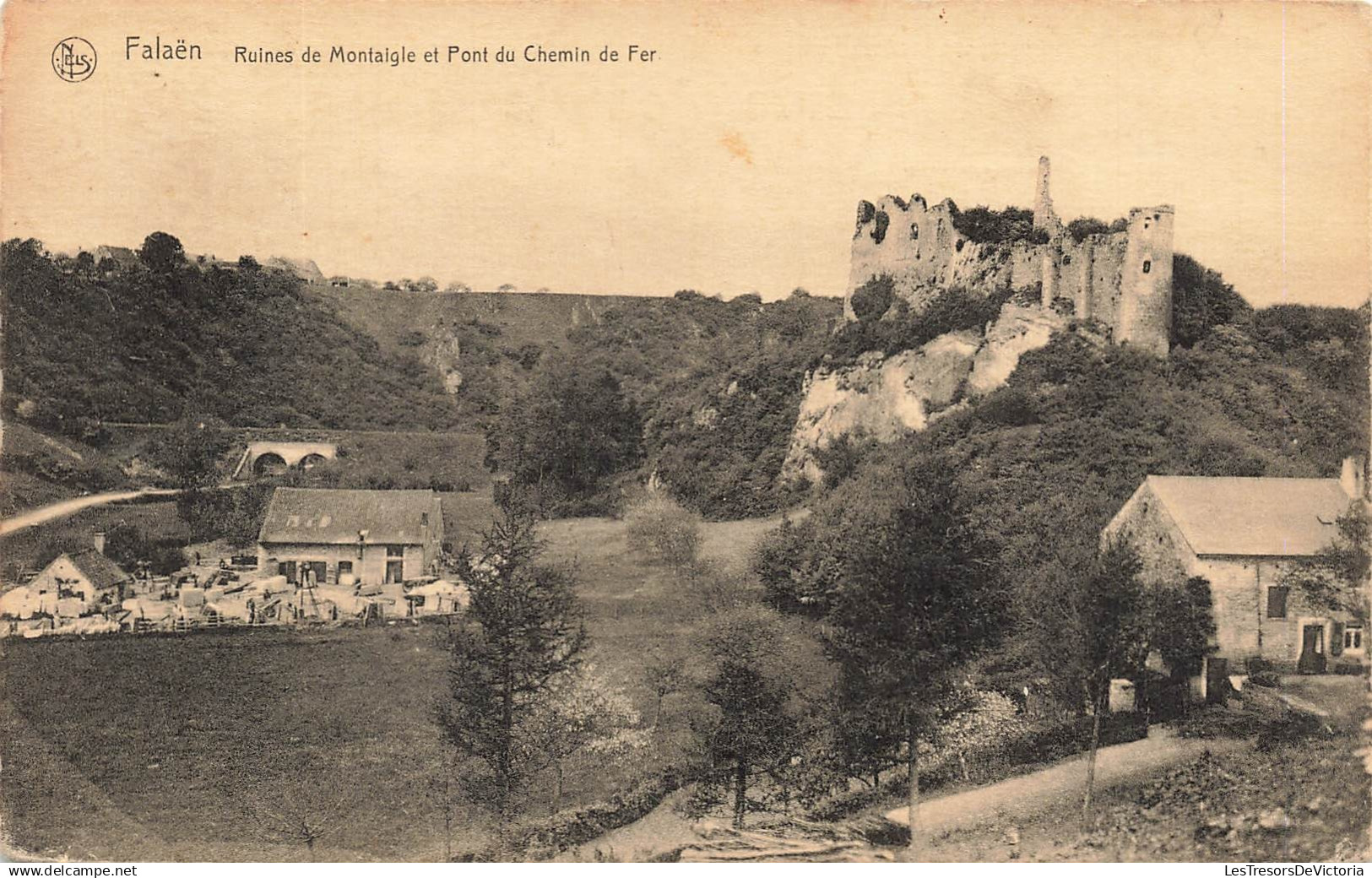[-5%] BELGIQUE - Onhaye - Falaën - Ruines de Montaigie et Pont du Chemin de Fer - Carte Postale