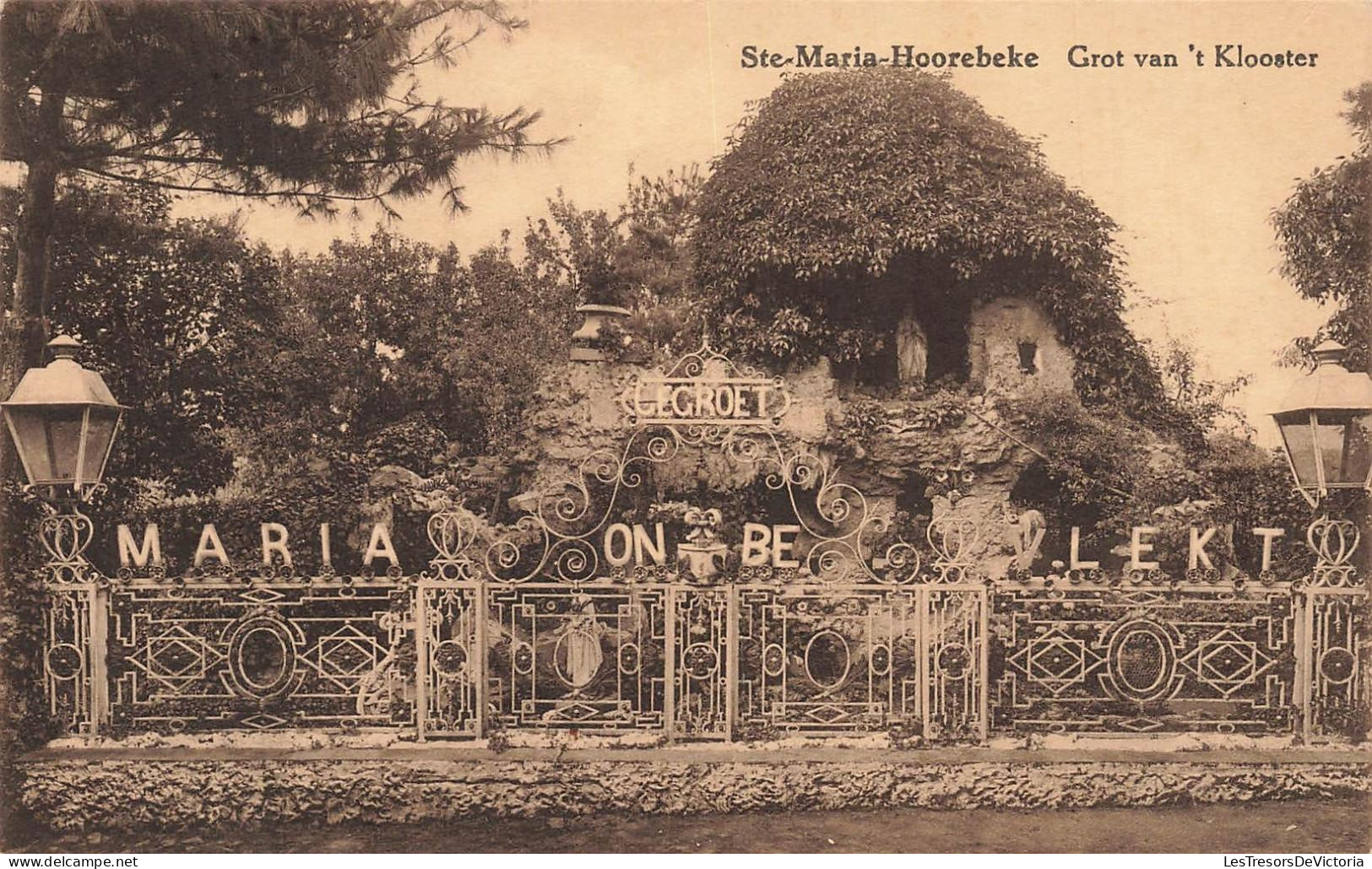 [-5%] BELGIQUE - Ste Maria Hoorebeke - Grot - Klooster - Groet Maria Onbevlekt - Grotte - Jardin - Carte Postale Ancienn