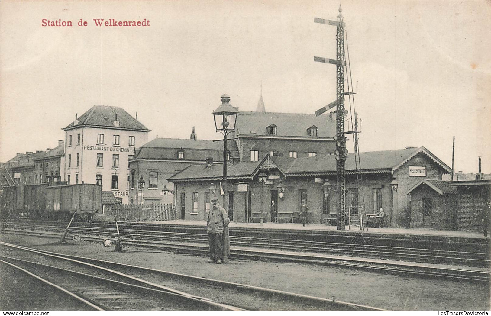 [-5%] BELGIQUE - Welkenraedt - Station de Welkenraedt - Restaurant du chemin de fer - Carte Postale Ancienne
