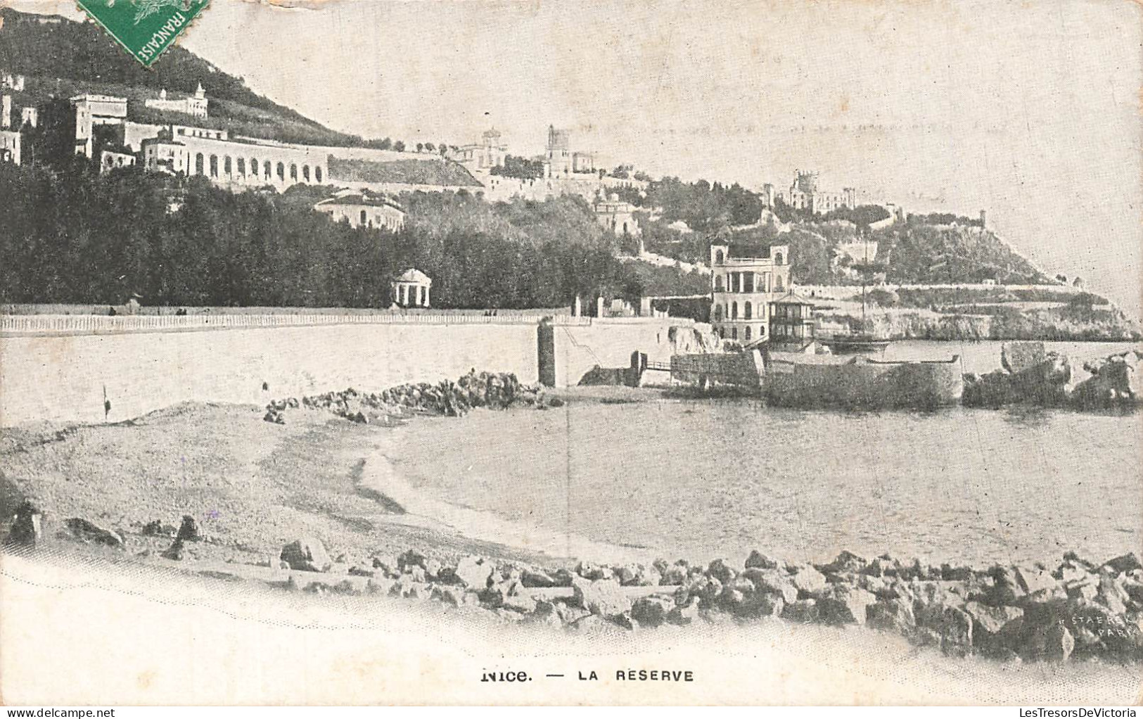 [-5%] FRANCE - Nice - Restaurants la réserve - Mont Boron - Ville - Plage - Pierres - Paysage - Carte postale ancienne