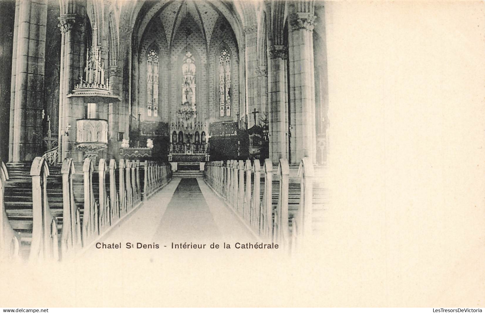 [-5%] SUISSE - Châtel Saint Denis - Intérieur de la Cathédrale - Autel - Carte Postale Ancienne
