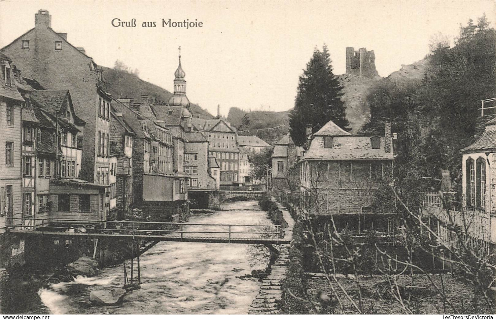 [-5%] SUISSE - Gruss aus Montjoie - Village - Pont - Rivière - Carte postale ancienne