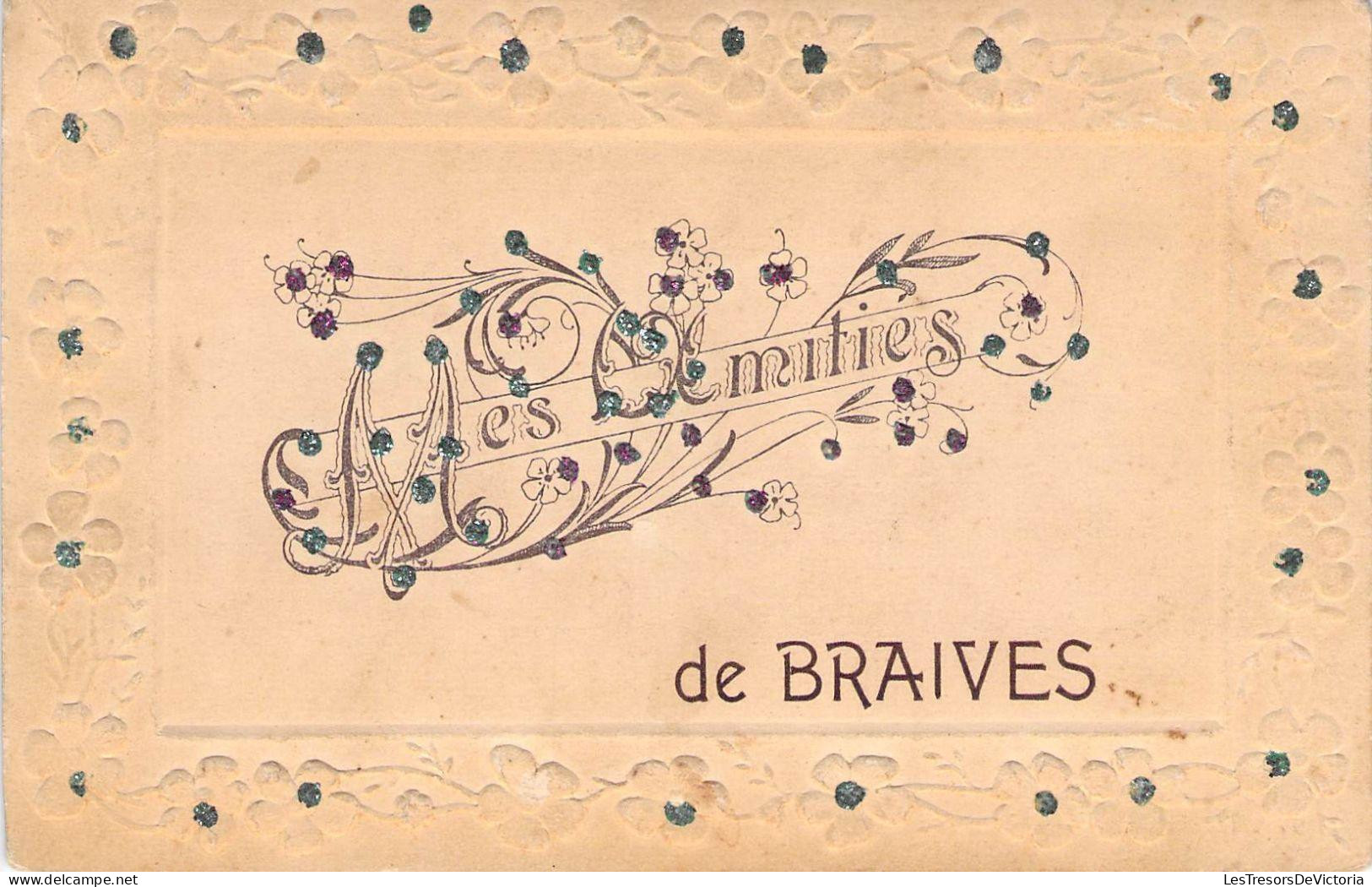 [-50%] Belgique - Mes amitiés de braives - Relief - Paillettes - Fleur - Carte P