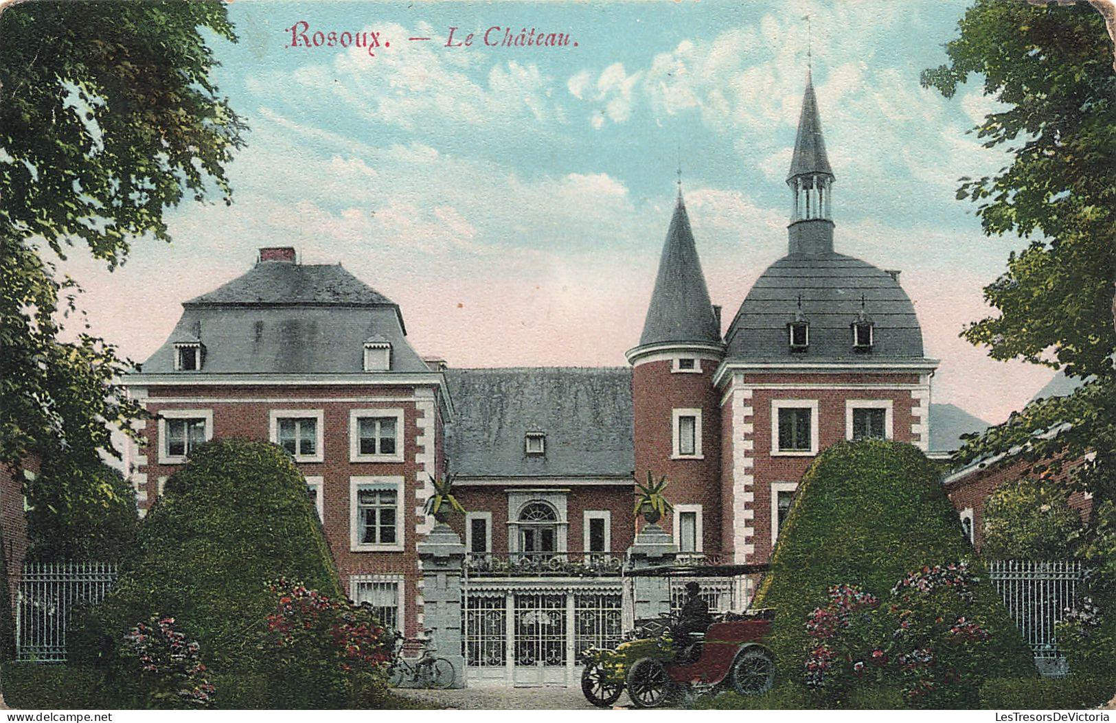 [-50%] CPA -  Rosoux - Le Château - Edit. f. Teheux - Animé - Colorisé - Automobile - Vélo