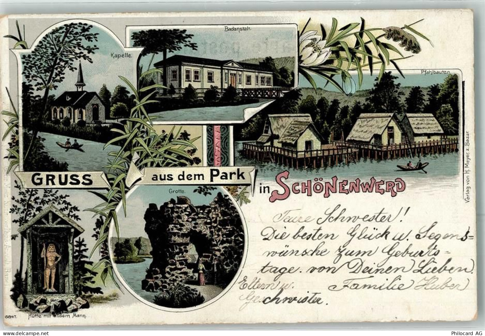 5012 Schönenwerd SO 1900 Lithographie Park Kapelle Badeanstalt Pfahlbaut... - 13616327