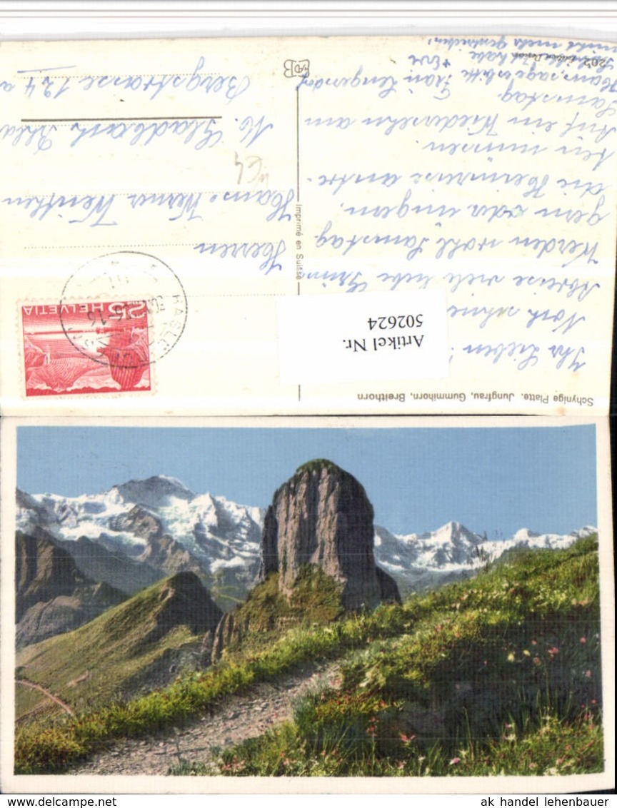 502624,Schynige Platte b. G&uuml;ndlischwand m. Jungfrau Bergkulisse Kt Bern