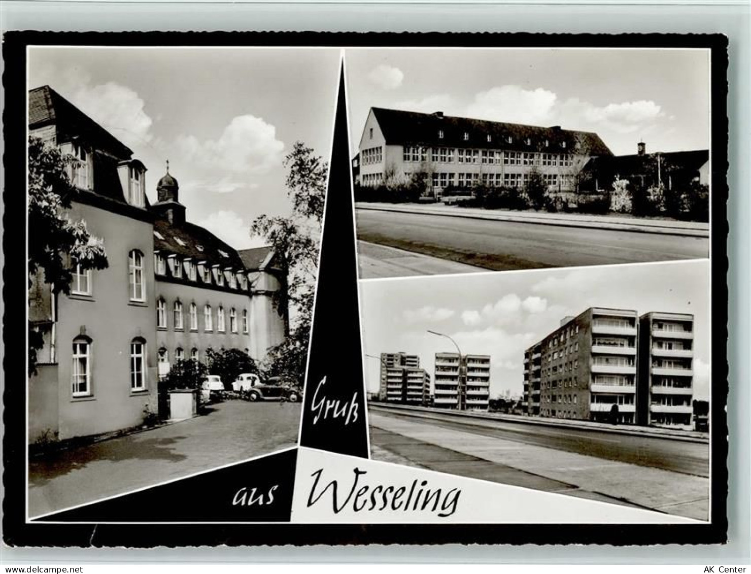 50389 W5047 Wesseling , Rheinl - Ortsansicht Hochhäuser Reihenhaus Kirch... - 11069637
