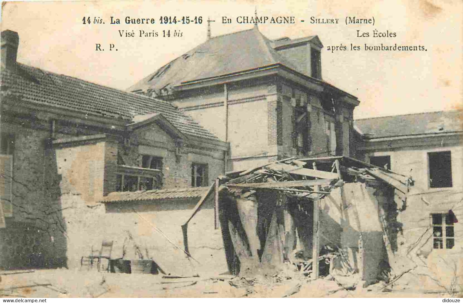 51 - Sillery - Guerre 1914-18 - Les écoles - Ruines - CPA - Voir Scans Recto-Verso