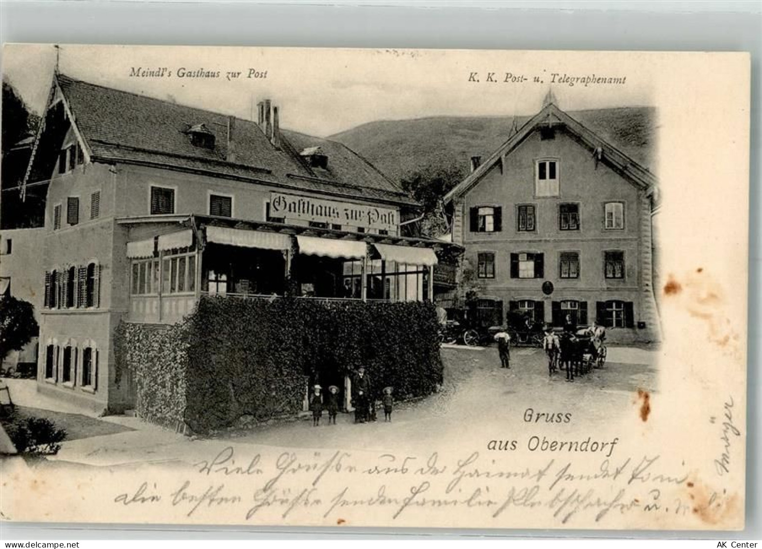 5110 Oberndorf bei Salzburg 1907 Foto AK Postamt Gasthaus zur Post - 13663701