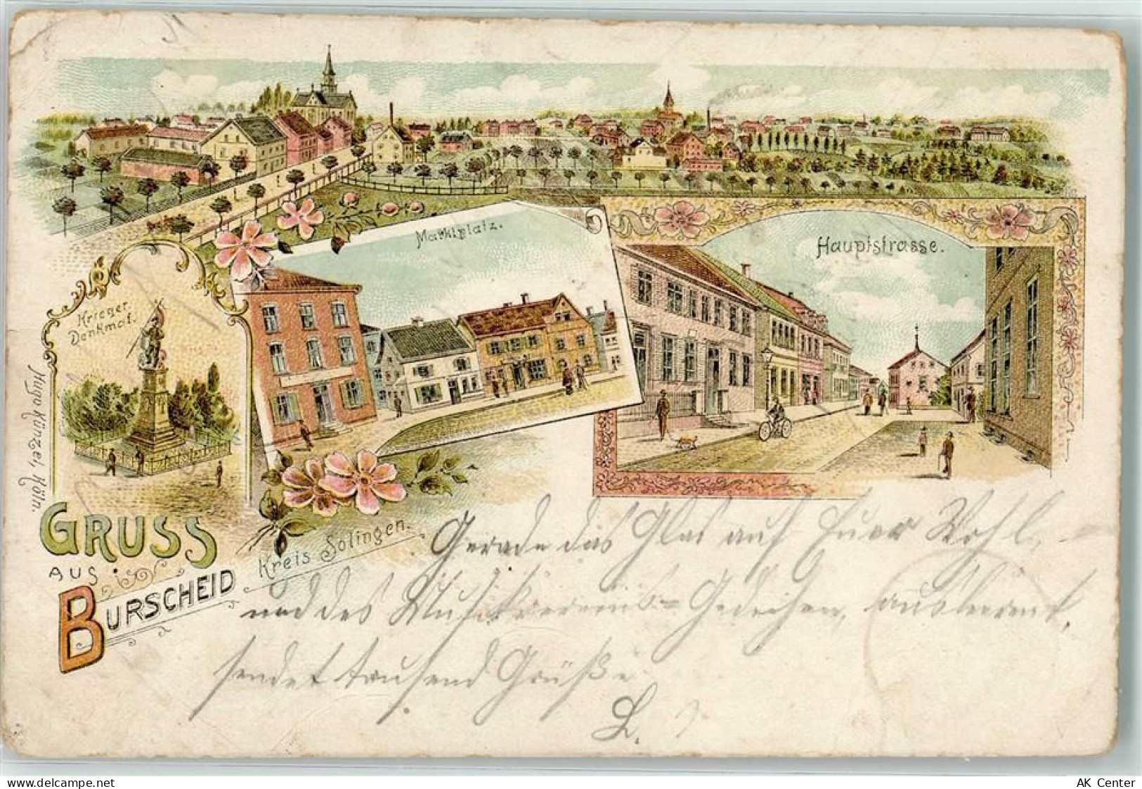 51399 W5093 Burscheid , Rheinl 1901 Gebrauchsspuren Marktplatz Kriegerde... - 13606656
