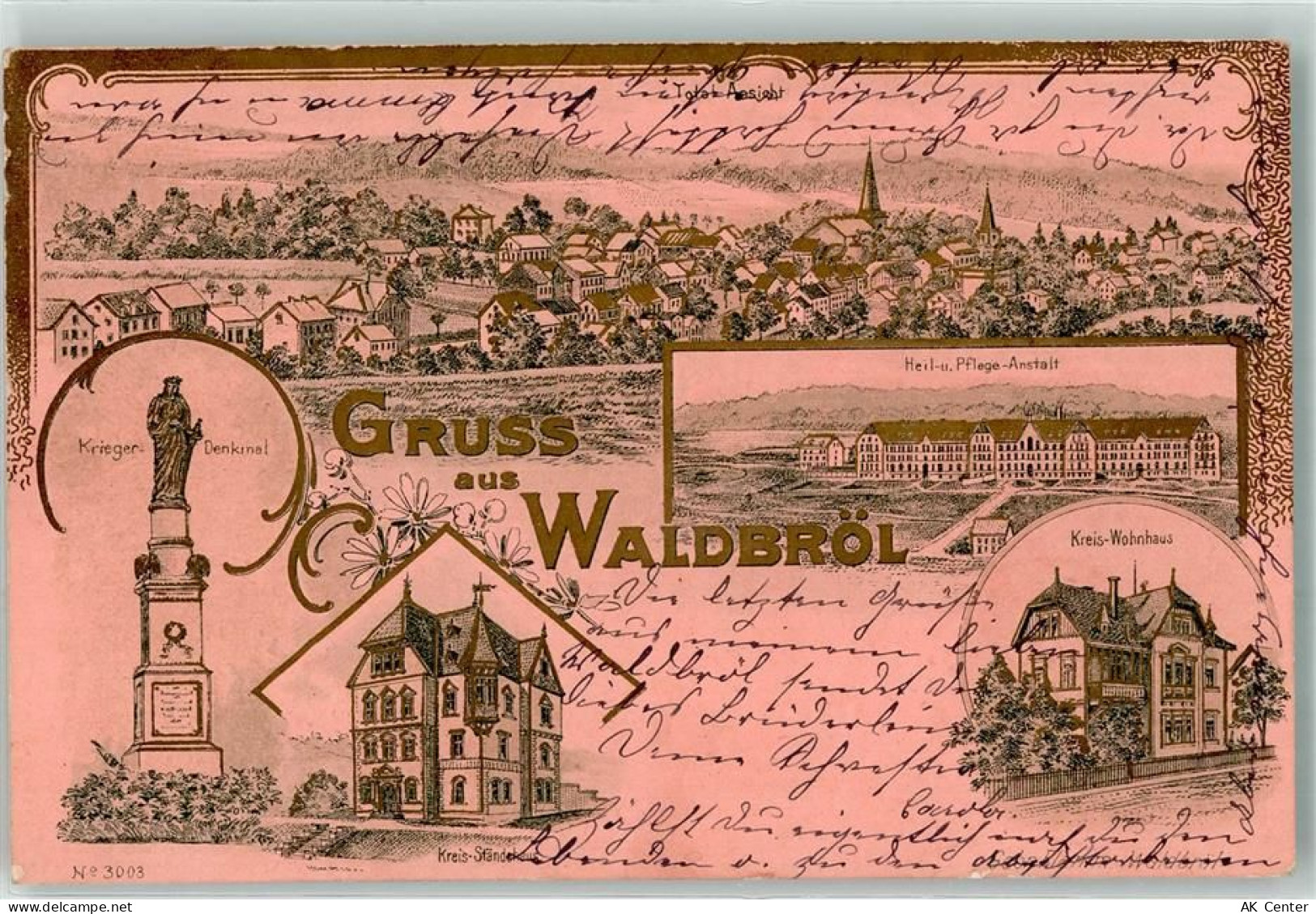 51545 W5220 Waldbröl 1901 Lithographie Kriegerdenkmal Kreis Ständehaus H... - 13619402