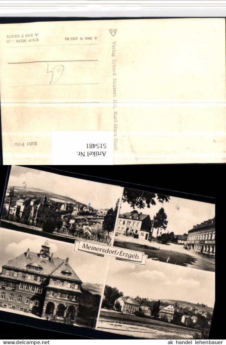 515481,Meinersdorf im Erzgebirge b. Burkhardtsdorf Teilansicht Rathaus Mehrbildkarte