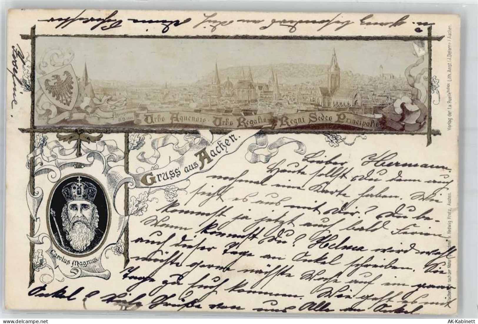52062 W5100 Aachen 1901 Lithographie / Künstlerkarte Gruß aus Aachen - 51531197