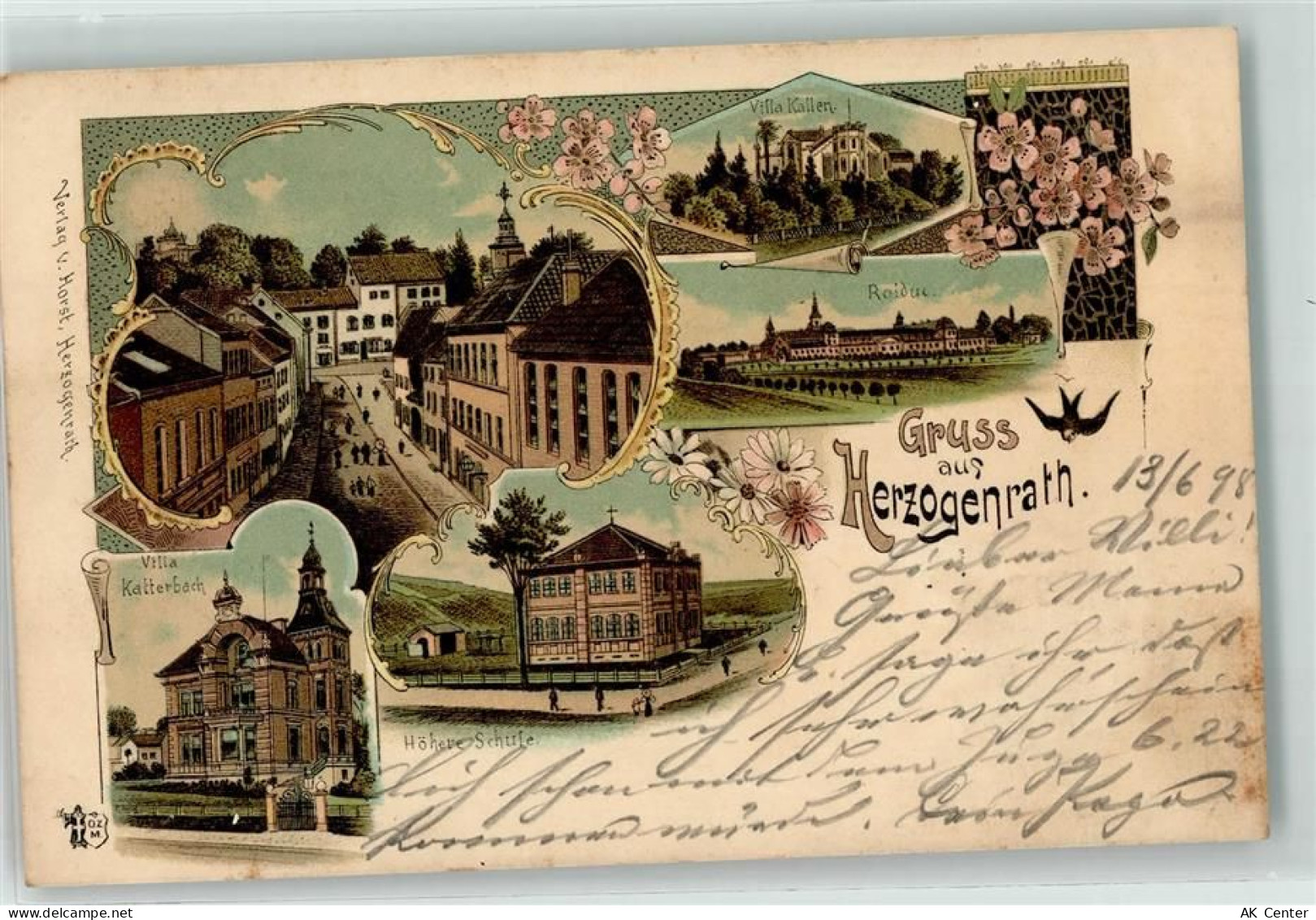 52134 W5120 Herzogenrath 1898 Lithographie Villa Kallen Villa Kattenbach... - 13610298