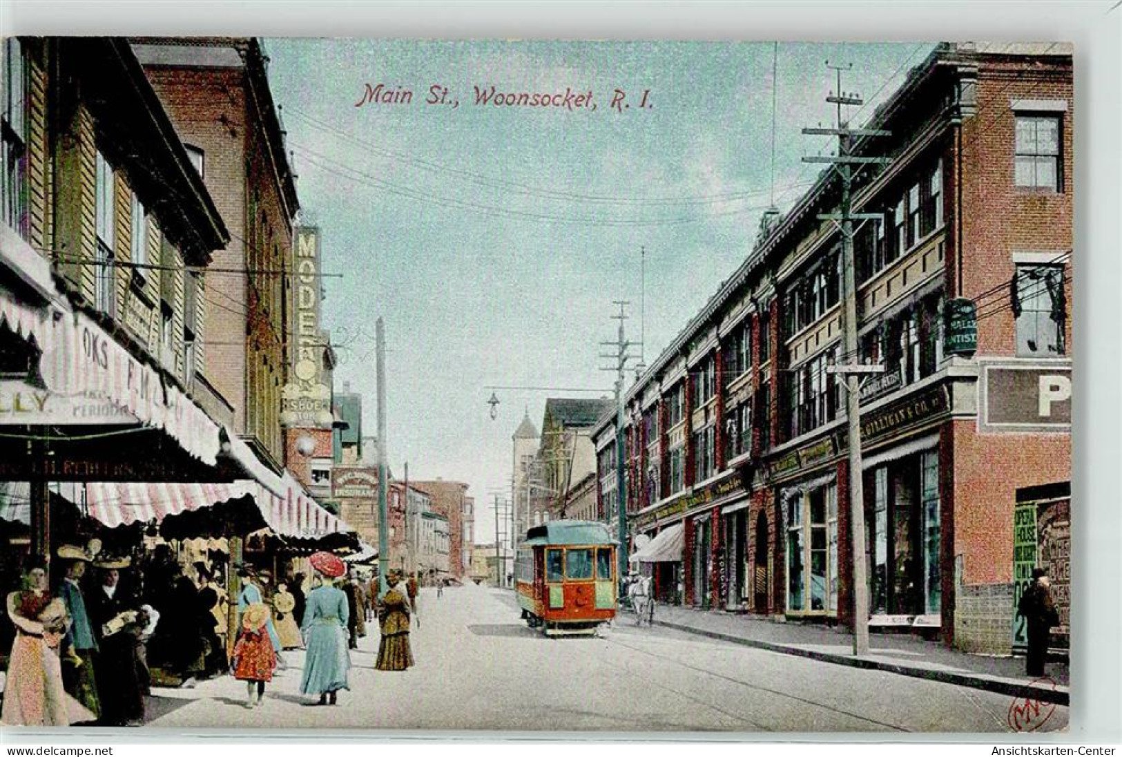 52228259 - Main Street Hauptstrasse Strassenbahn Schuhhandlung Woonsocket