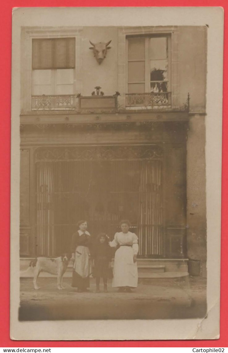 53 - Bais - Carte photo boucherie dans la grande rue