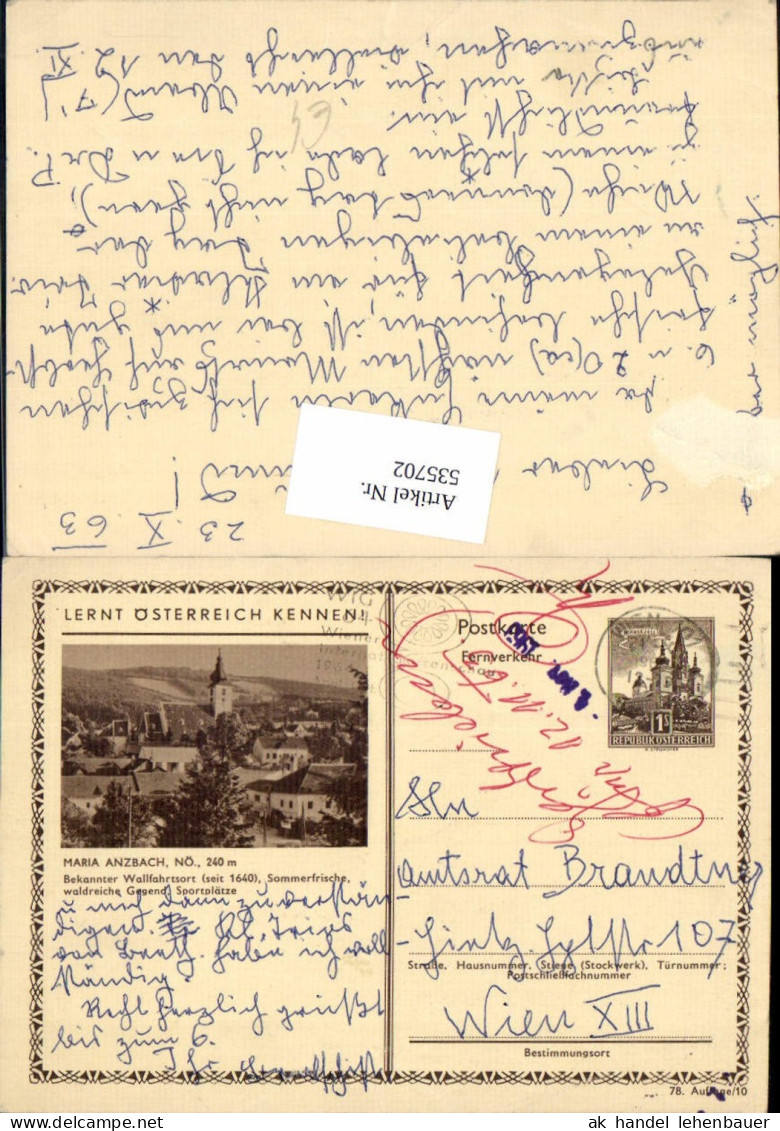 535702,Maria Anzbach bei Neulengbach Postkarte