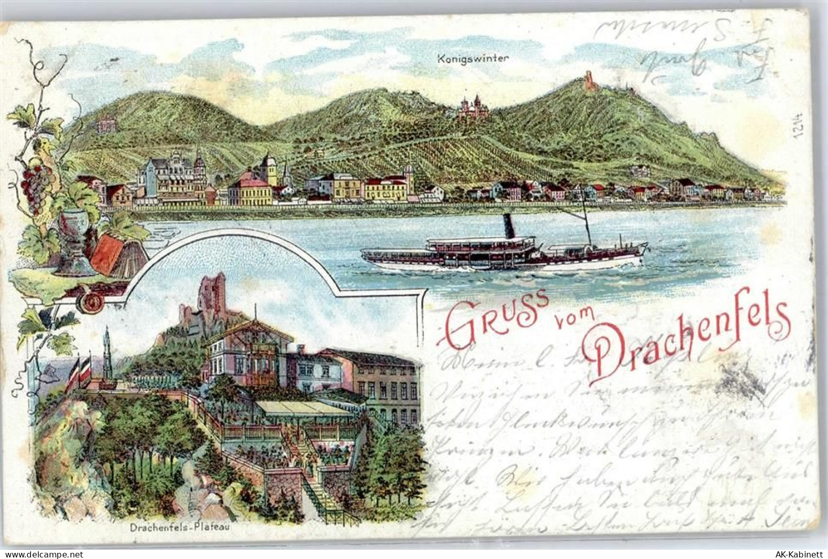 53639 W5330 Drachenfels 1902 Künstlerkarte Gruß vom Drachenfels - 51442979