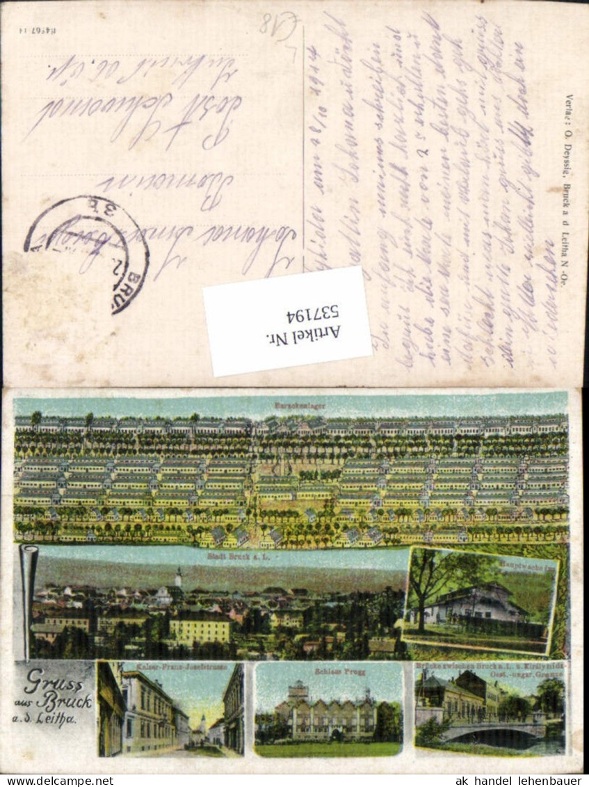 537194,tolle Lithographie Gruß aus Bruck an der Leitha Prugg