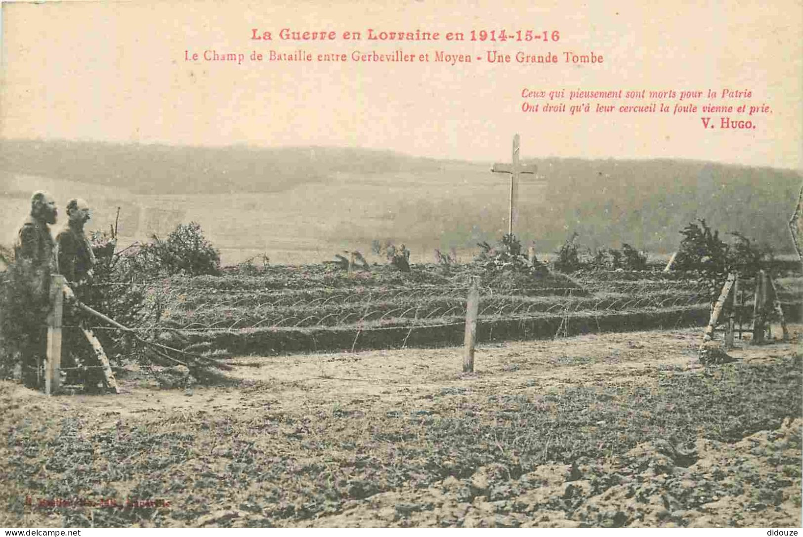54 - Gerbeviller - Guerre 1914-1918 - Le champ de bataille entre Gerbeviller et Moyen - une grande tombe - Animée - CPA