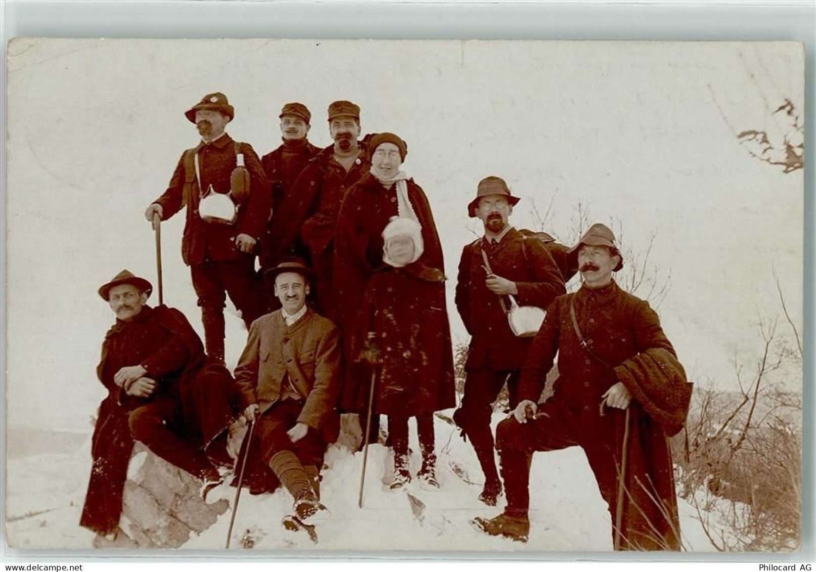 5408 Ennetbaden 1917 - Gruppenbild im Schnee Ort handschriftlich - 10588583