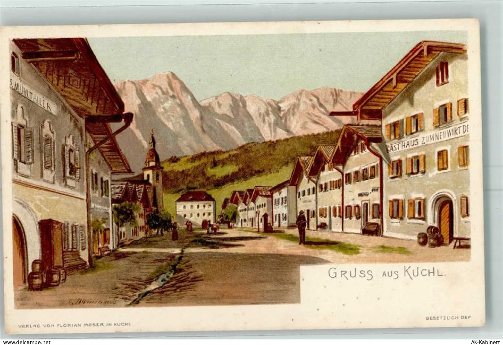 5431 Kuchl Künstlerkarte Gasthaus Mühlthaler sign. - 52220633